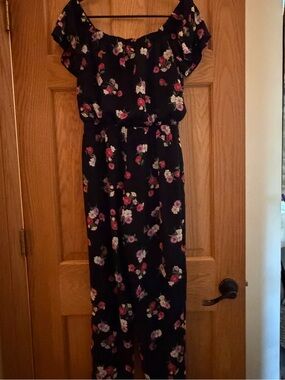 Express Black Floral Off-Shoulder Jumpsuit